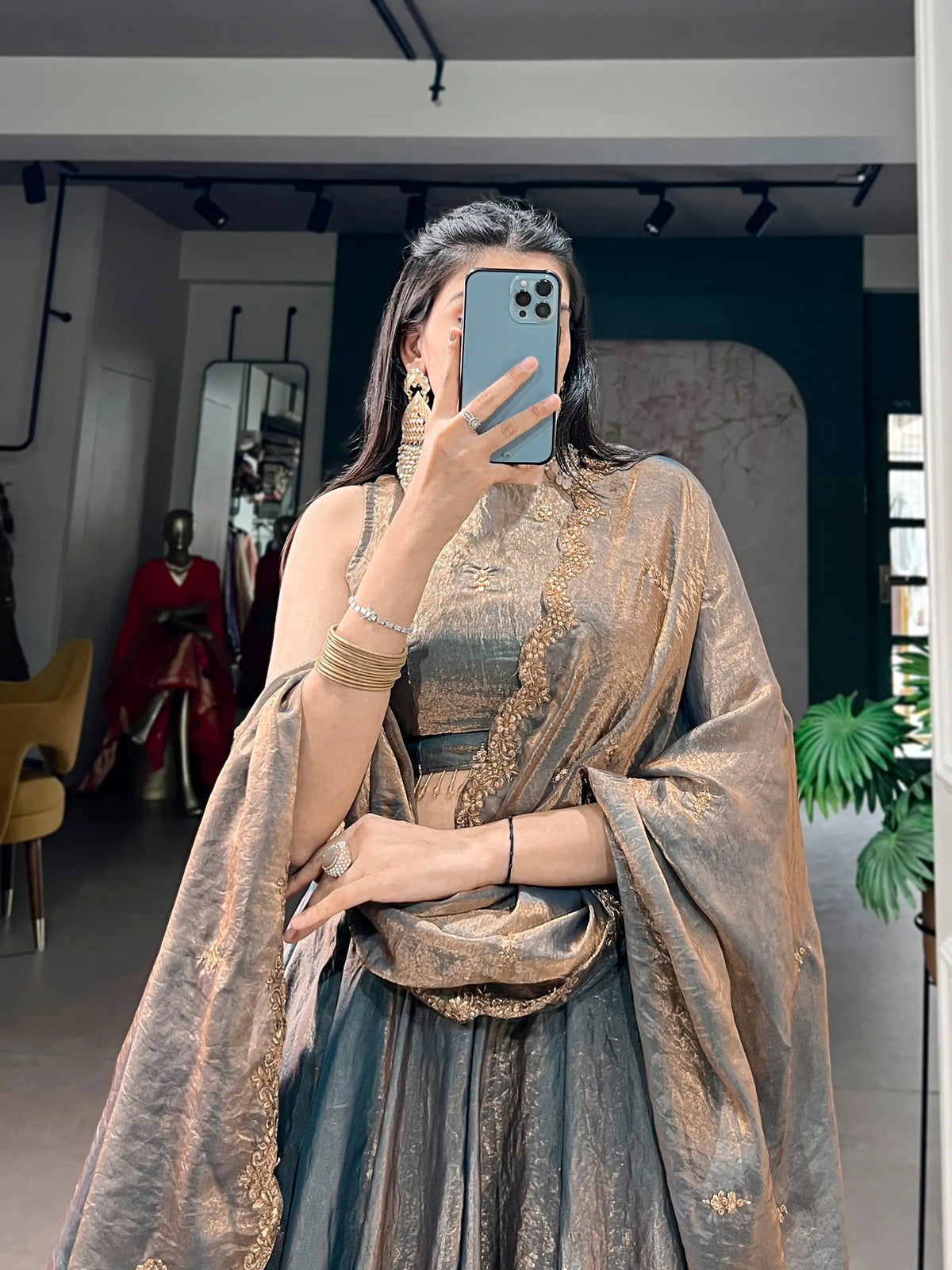 Antique Gold Flair Lehenga Set