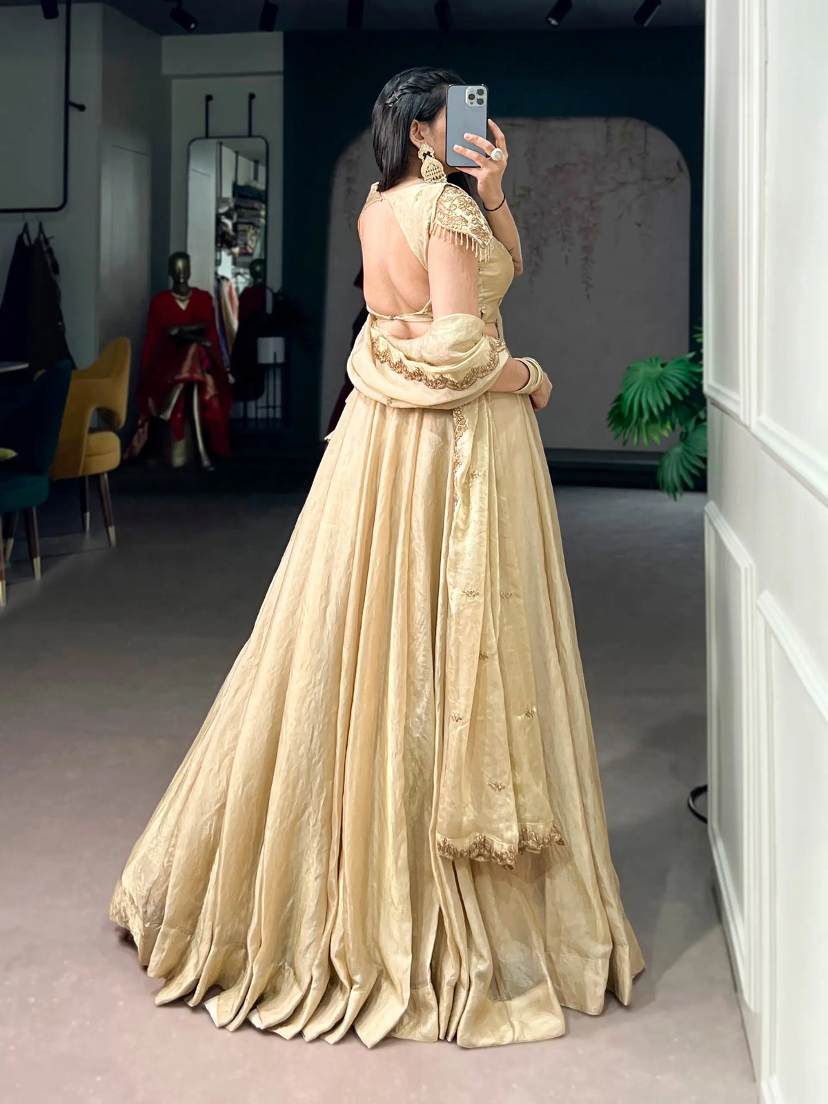 Antique Gold Flair Lehenga Set