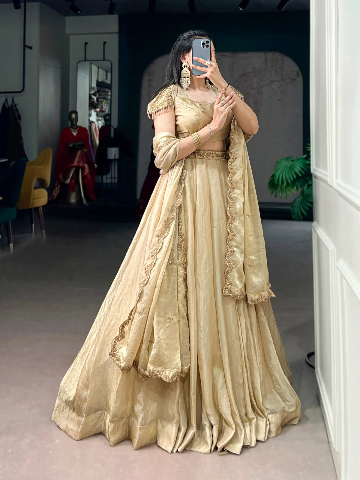 Antique Gold Flair Lehenga Set