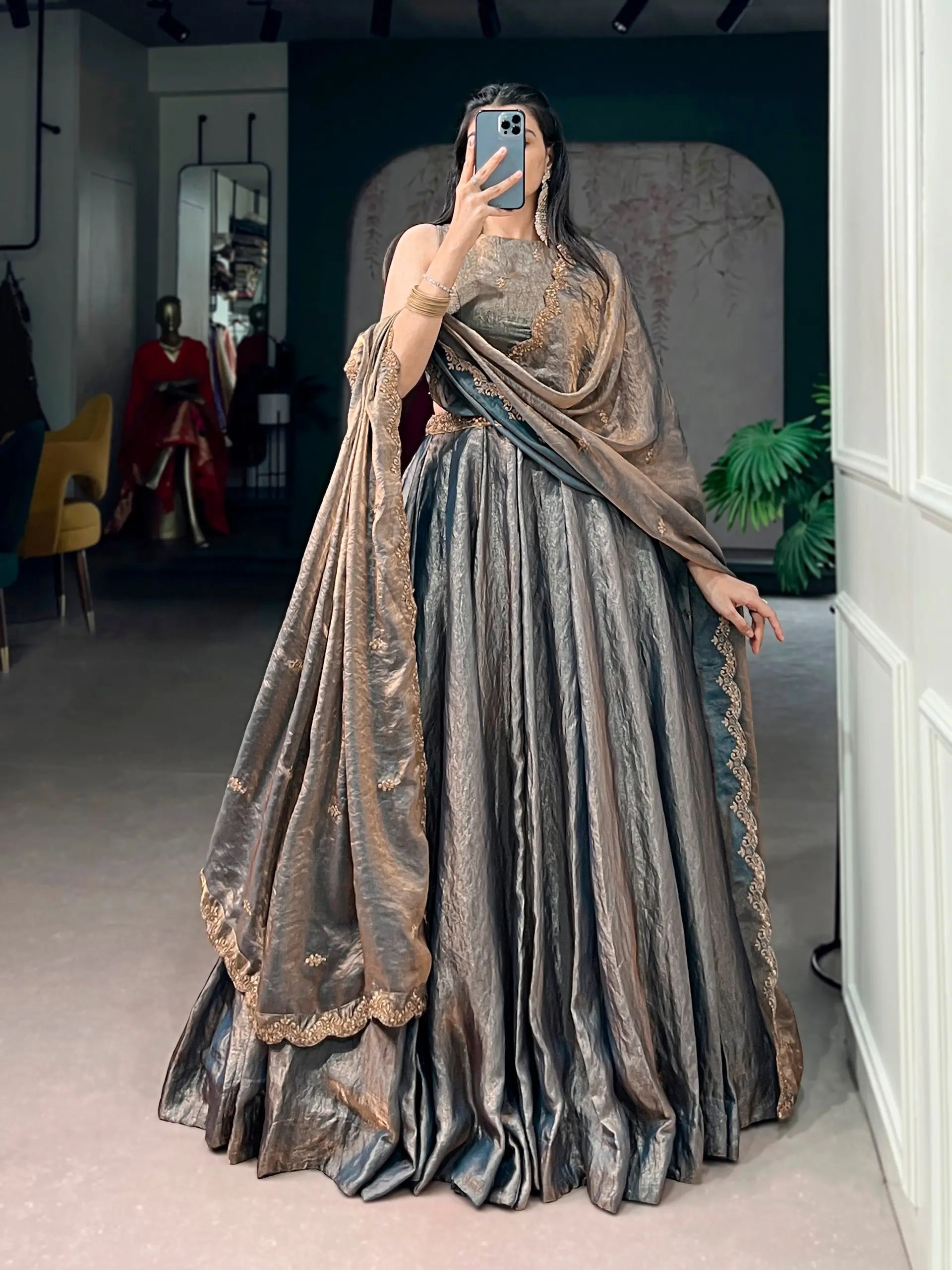 Antique Gold Flair Lehenga Set