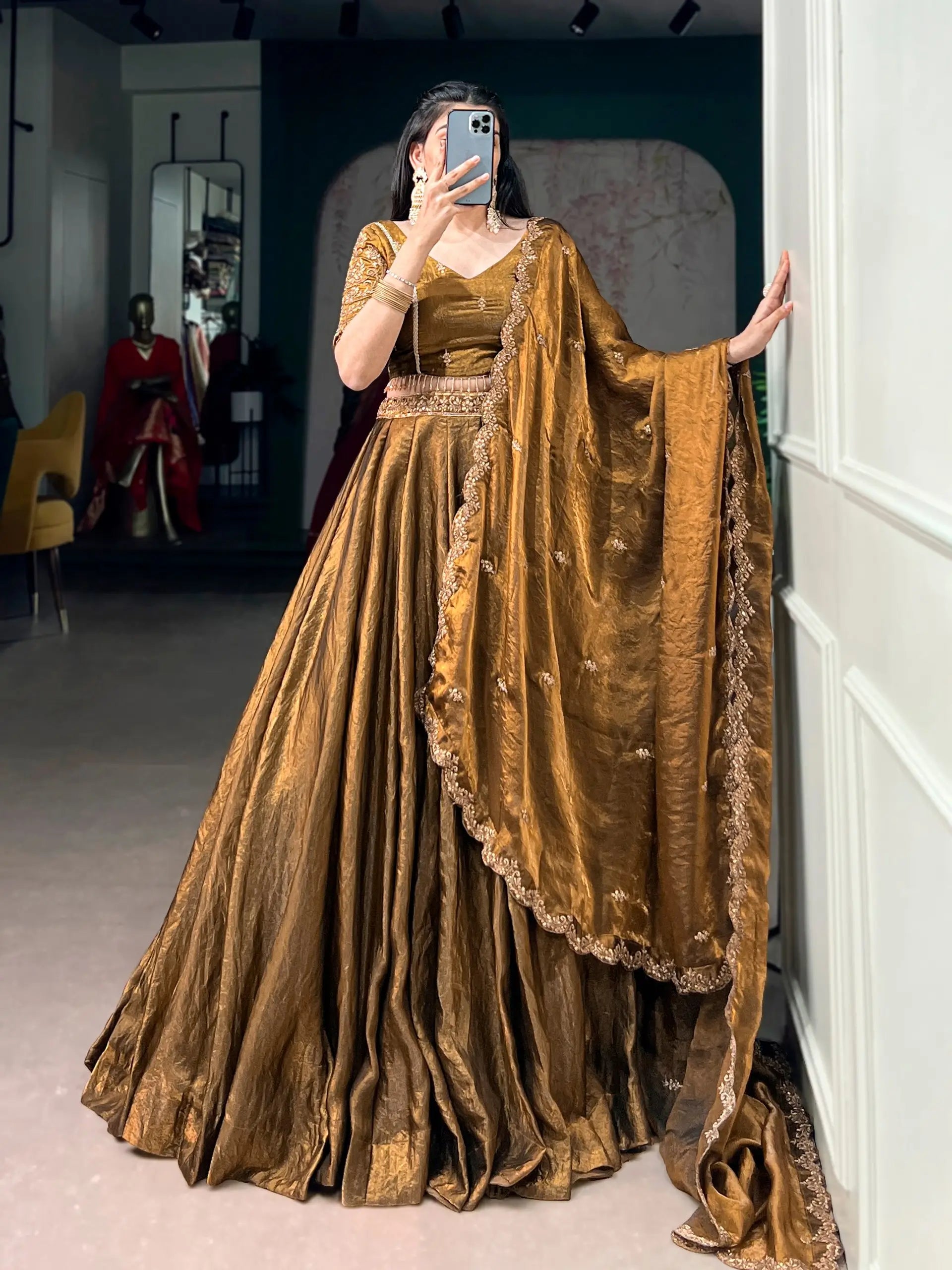 Antique Gold Flair Lehenga Set