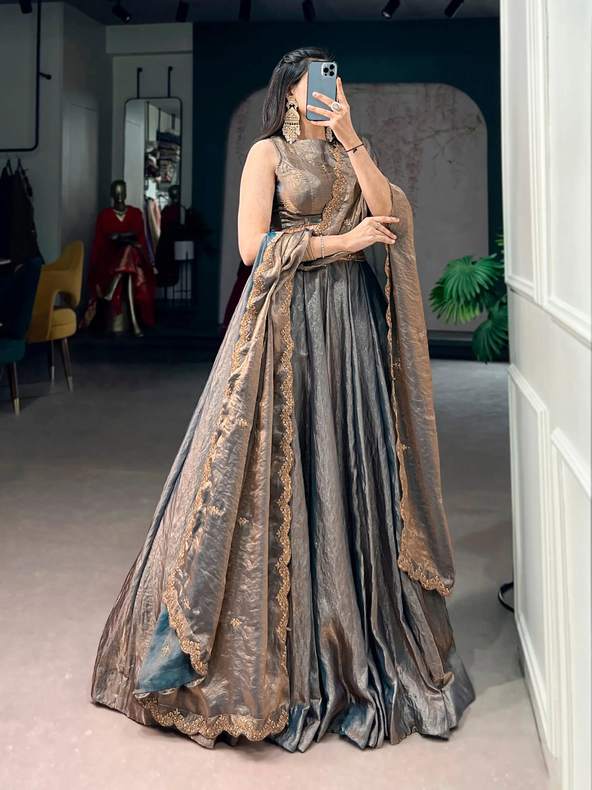 Antique Gold Flair Lehenga Set