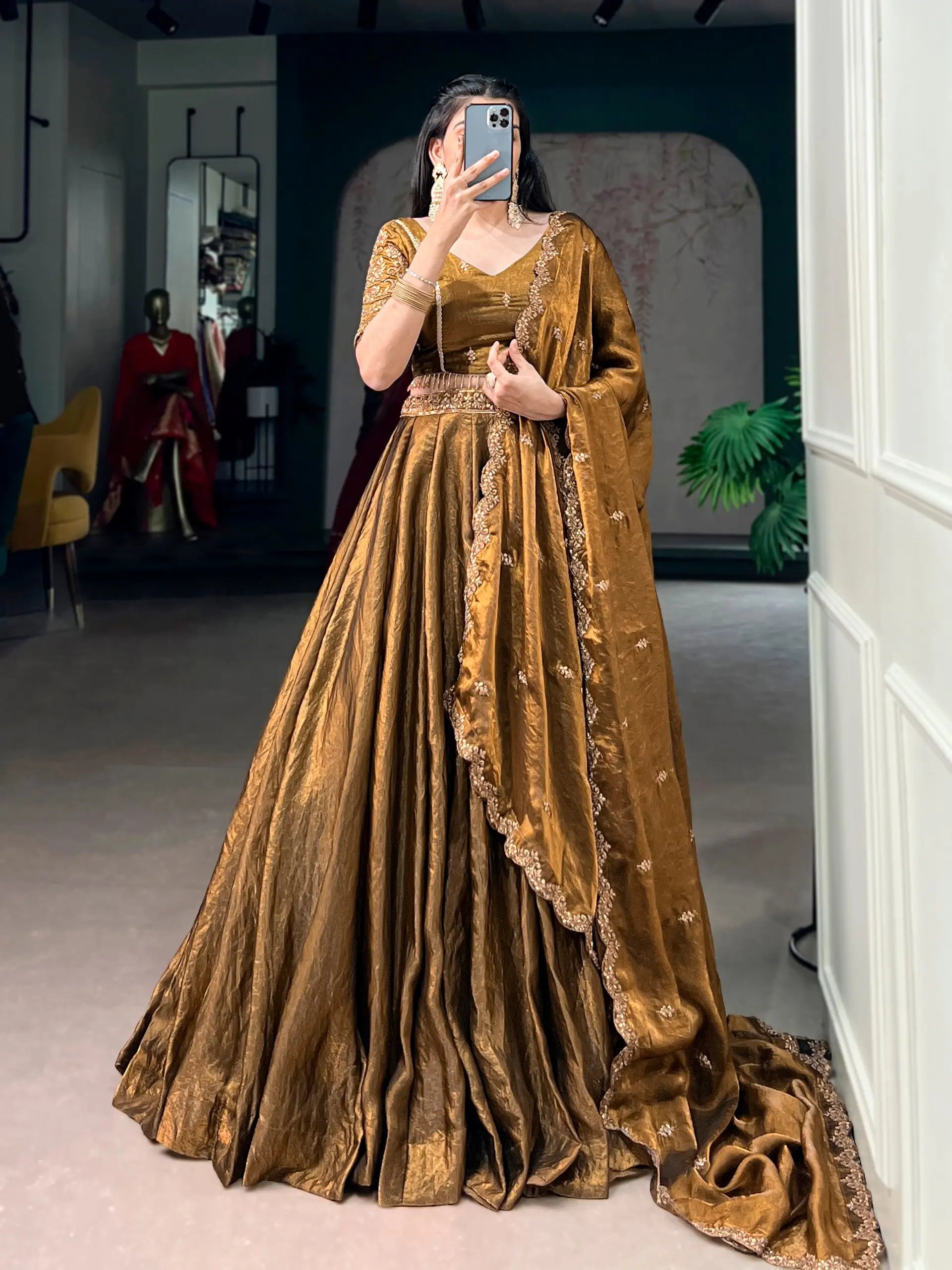 Antique Gold Flair Lehenga Set