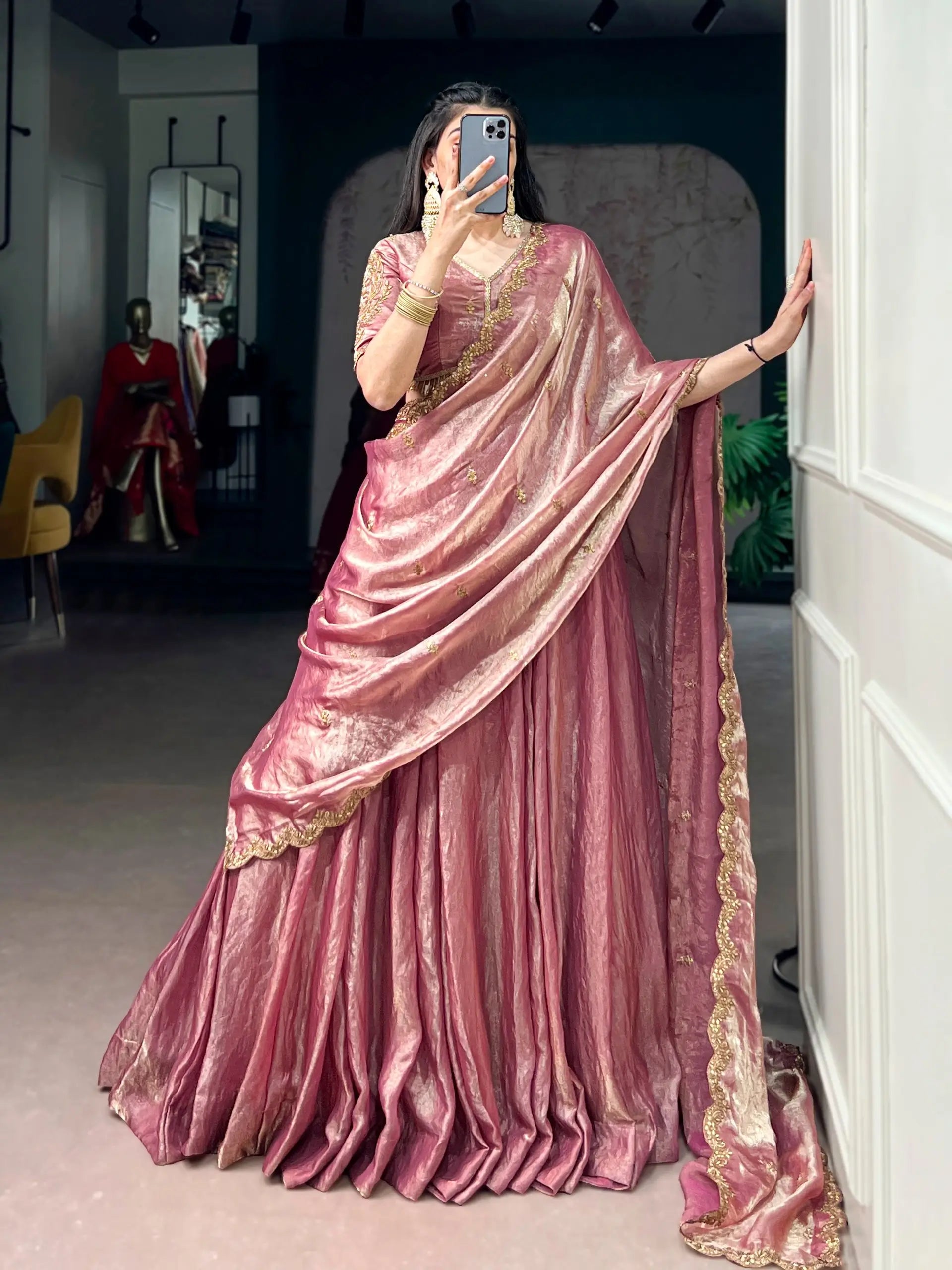 Antique Gold Flair Lehenga Set
