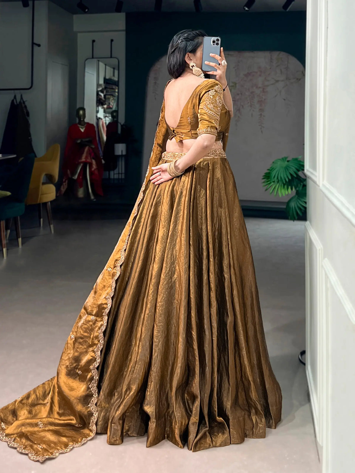 Antique Gold Flair Lehenga Set