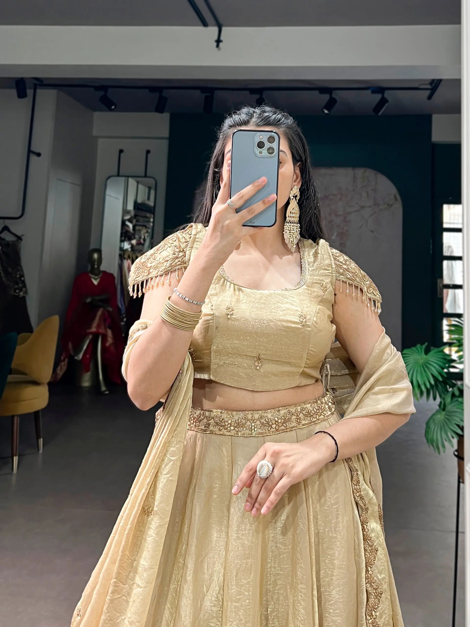 Antique Gold Flair Lehenga Set