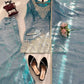 Aqua Blue Fendy Silk Palazzo Set with Thread Sequence Work and Lace Border Dupatta