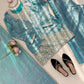 Aqua Blue Fendy Silk Palazzo Set with Thread Sequence Work and Lace Border Dupatta
