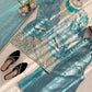 Aqua Blue Fendy Silk Palazzo Set with Thread Sequence Work and Lace Border Dupatta