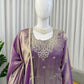Aqua Blue Fendy Silk Palazzo Set with Thread Sequence Work and Lace Border Dupatta