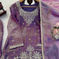 Aqua Blue Fendy Silk Palazzo Set with Thread Sequence Work and Lace Border Dupatta