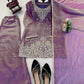 Aqua Blue Fendy Silk Palazzo Set with Thread Sequence Work and Lace Border Dupatta