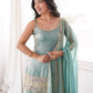 Aqua Mirror Work Kurti Palazzo Set