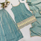 Aqua Mirror Work Kurti Palazzo Set