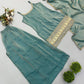 Aqua Mirror Work Kurti Palazzo Set