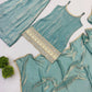 Aqua Mirror Work Kurti Palazzo Set