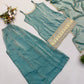 Aqua Mirror Work Kurti Palazzo Set