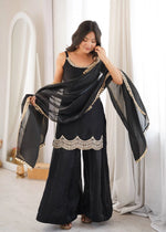 Aqua Mirror Work Kurti Palazzo Set