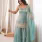 Aqua Mirror Work Kurti Palazzo Set