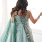 Aqua Mirror Work Kurti Palazzo Set