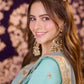 Aqua Sequin Satin Lehenga Set
