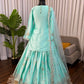 Aqua Sequin Satin Lehenga Set