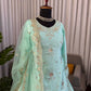 Aqua Sequin Satin Lehenga Set
