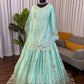 Aqua Sequin Satin Lehenga Set