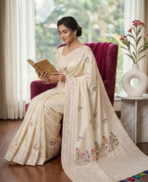 Assam Cotton Embroidered Saree for Casual and Semi Formal Wear