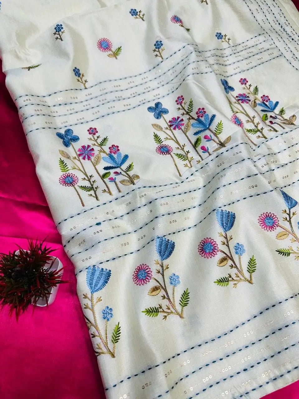 Assam Cotton Embroidered Saree for Casual and Semi Formal Wear