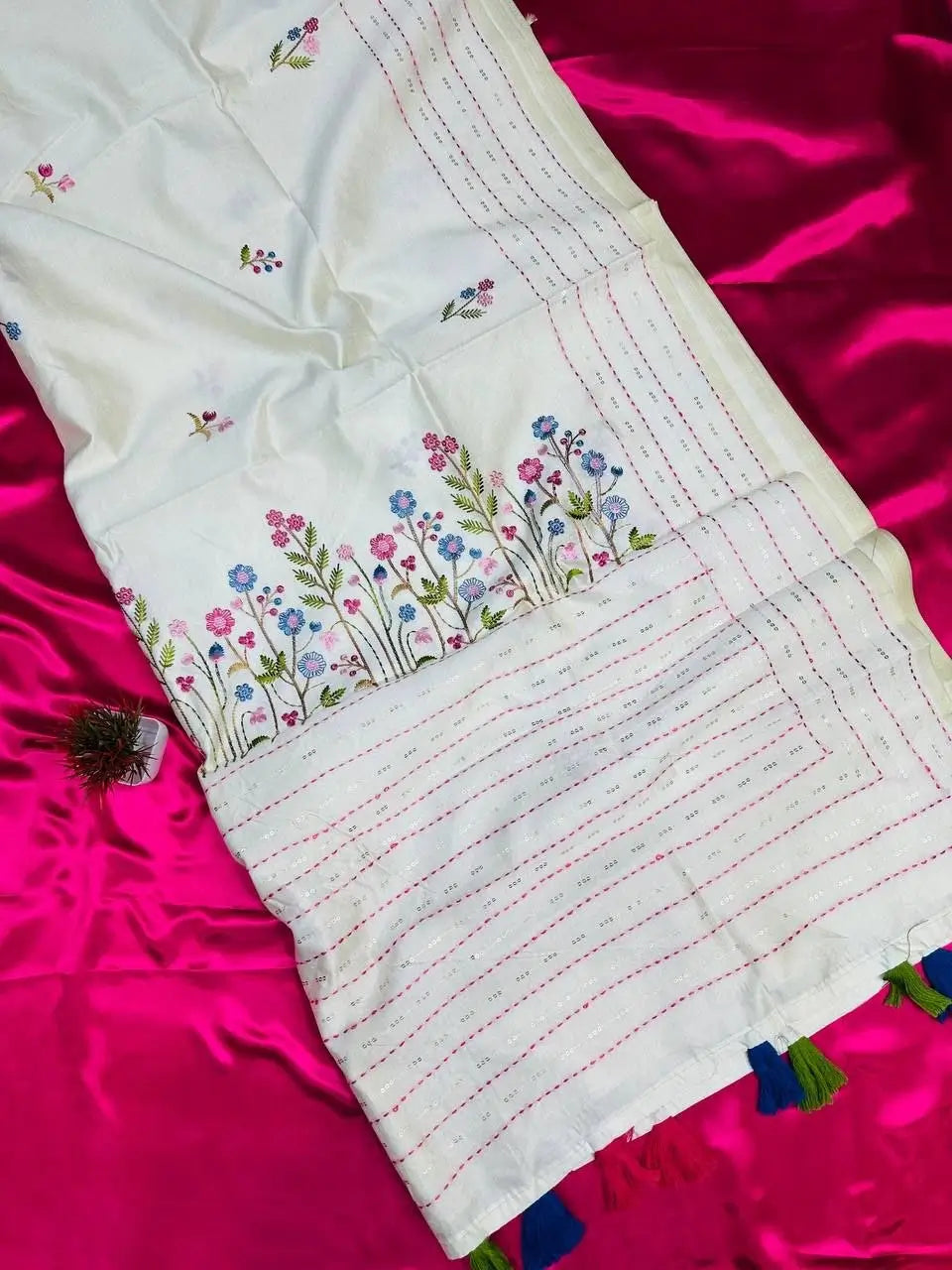 Assam Cotton Embroidered Saree for Casual and Semi Formal Wear