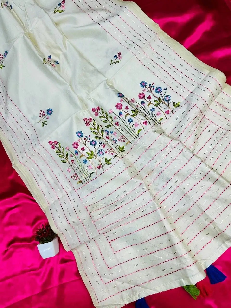Assam Cotton Embroidered Saree for Casual and Semi Formal Wear