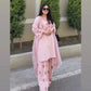 Baby Pink Crepe Embroidered Suit with Farshi Plazzo & Dupatta – Elegant Festive & Party We