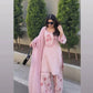 Baby Pink Crepe Embroidered Suit with Farshi Plazzo & Dupatta – Elegant Festive & Party We