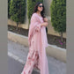 Baby Pink Crepe Embroidered Suit with Farshi Plazzo & Dupatta – Elegant Festive & Party We