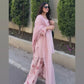 Baby Pink Crepe Embroidered Suit with Farshi Plazzo & Dupatta – Elegant Festive & Party We