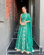 Banarasi Jacquard Silk Anarkali Gown with Dupatta for Festive and Wedding Wear