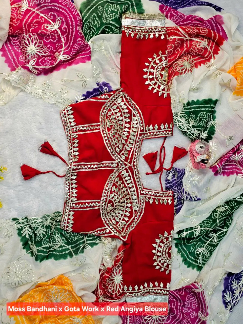 Bandhani Hand Gota Patti Work Georgette Saree Set