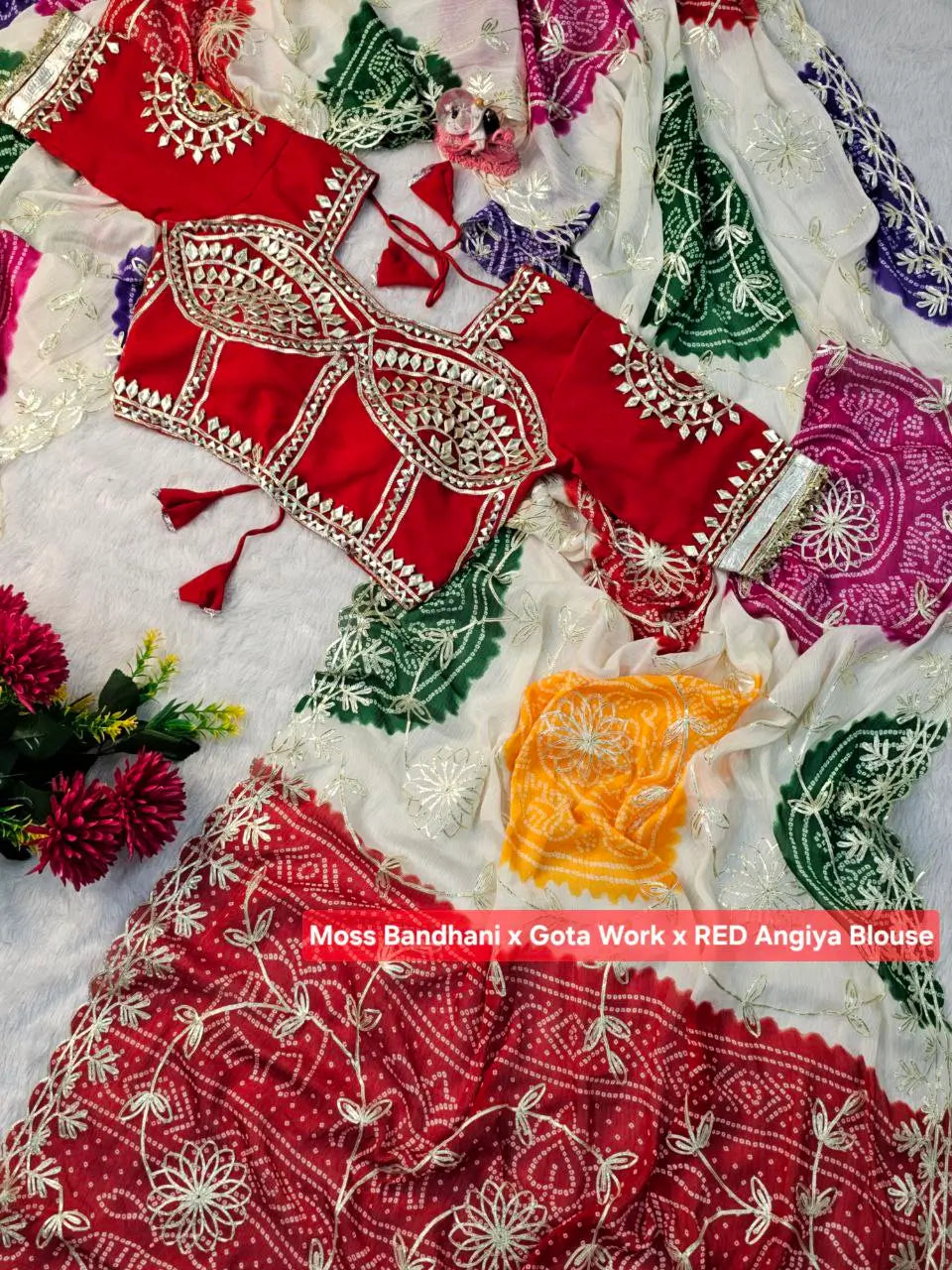 Bandhani Hand Gota Patti Work Georgette Saree Set