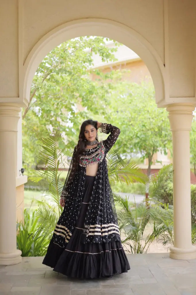 Bandhani Kutchi Jacket Lehenga