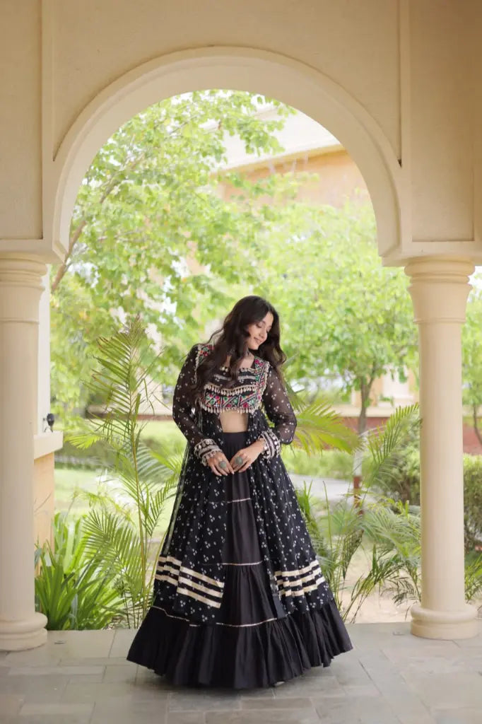 Bandhani Kutchi Jacket Lehenga