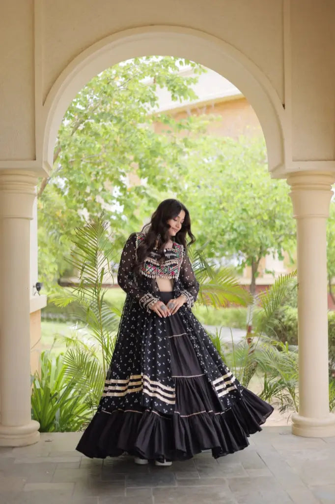 Bandhani Kutchi Jacket Lehenga