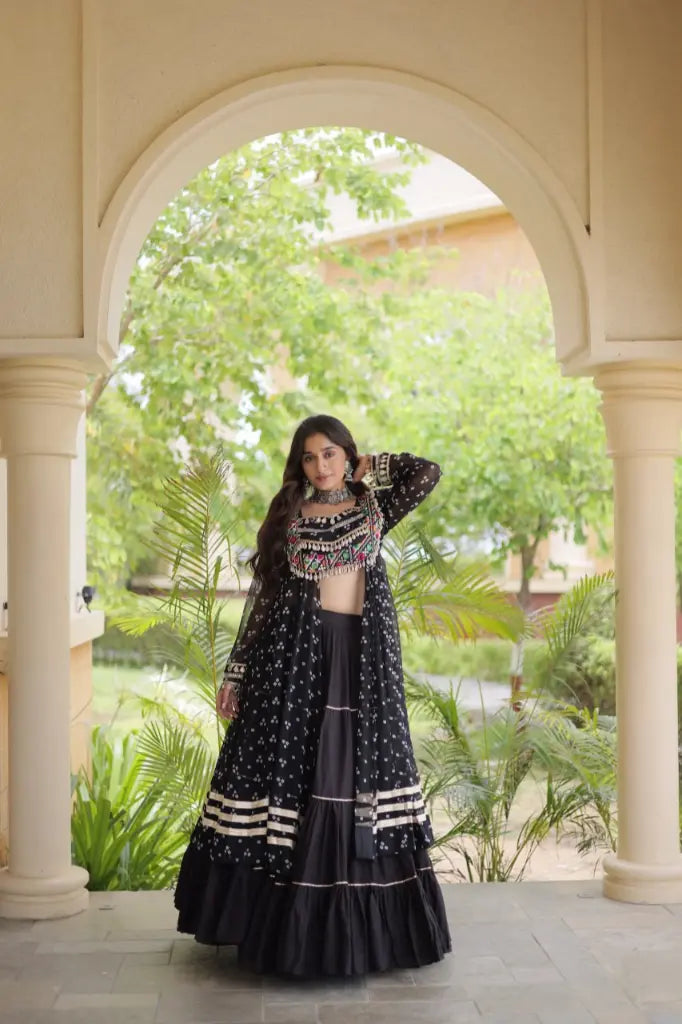 Bandhani Kutchi Jacket Lehenga