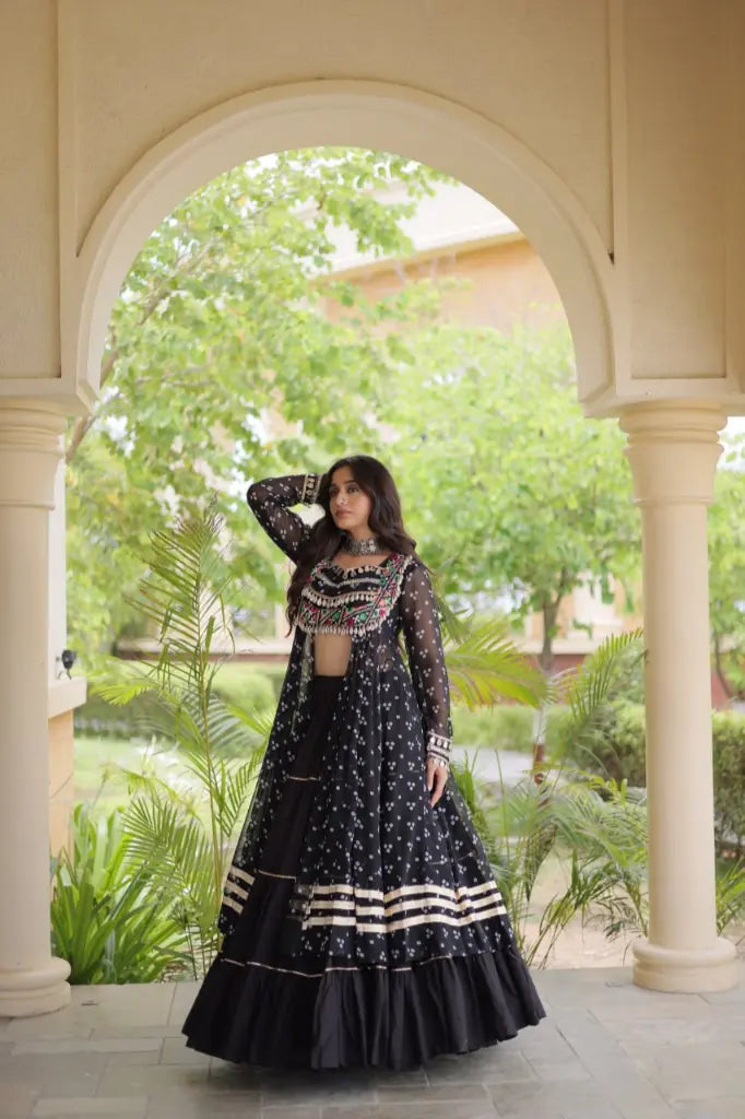 Bandhani Kutchi Jacket Lehenga