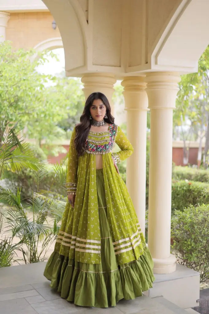 Bandhani Kutchi Jacket Lehenga