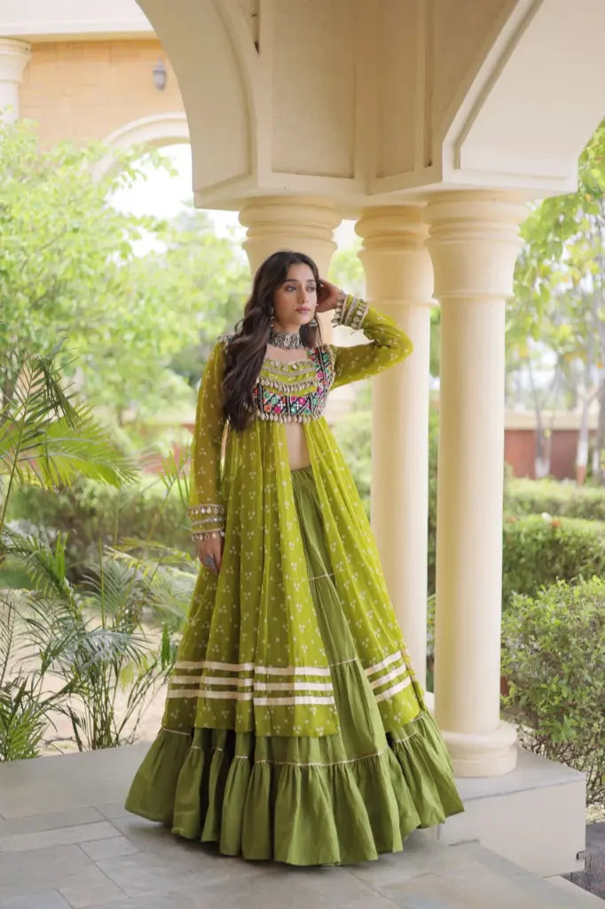 Bandhani Kutchi Jacket Lehenga