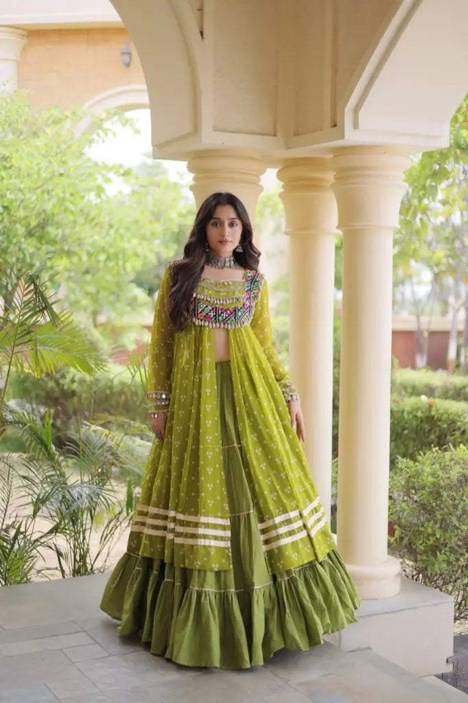 Bandhani Kutchi Jacket Lehenga