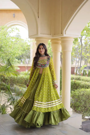 Bandhani Kutchi Jacket Lehenga