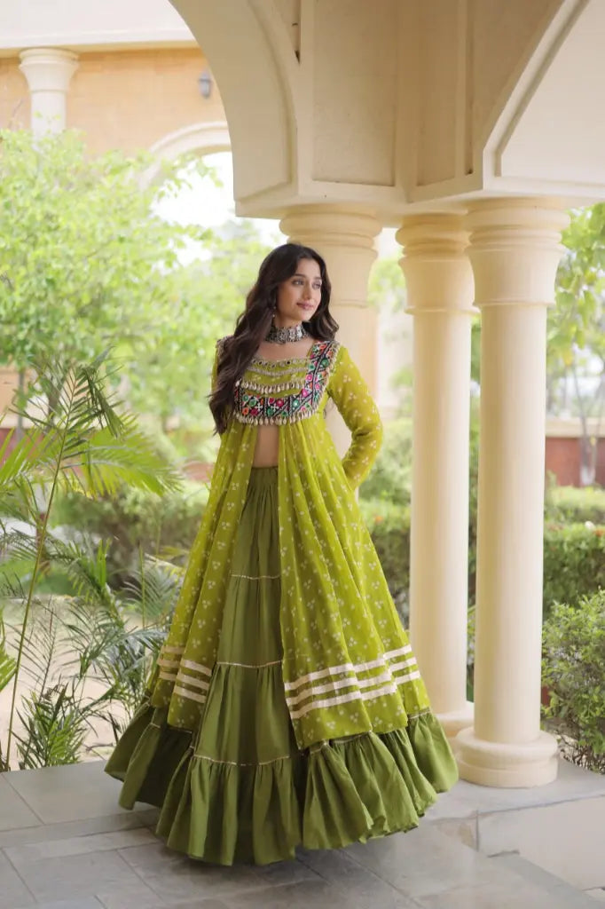 Bandhani Kutchi Jacket Lehenga