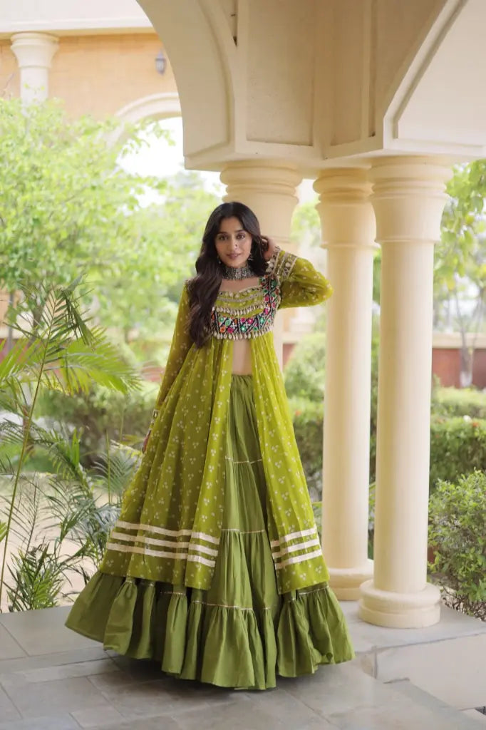 Bandhani Kutchi Jacket Lehenga